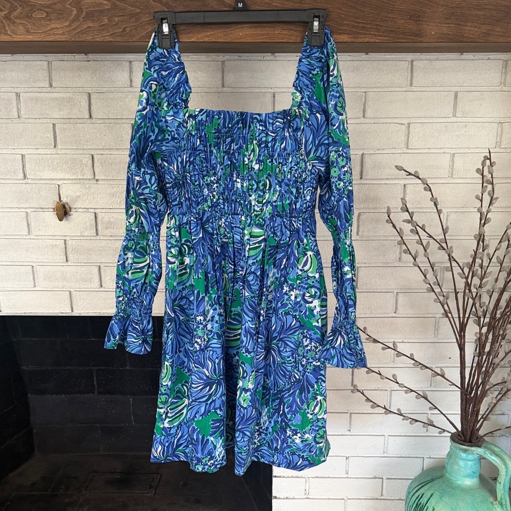Lilly Pulitzer Blue and Green Long Sleeve Dress